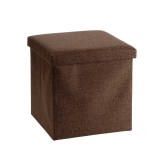 Cumpara ieftin Taburet cu spatiu depozitare, pliabil, textil maro Amely 38 x 38 x 38 cm