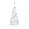 Brad de Craciun Jumatate Alb, 240cm, cu LED, Globuri Incluse, PVC. Pom Craciun Artificial de Perete, Decoratiune Craciun