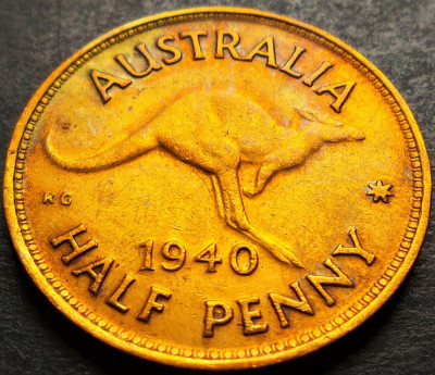 Moneda istorica HALF PENNY - AUSTRALIA, anul 1940 *cod 1856 - MAI RARA foto