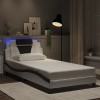VidaXL Cadru de pat cu lumini LED alb/negru 100x200 cm piele ecologică 3214007