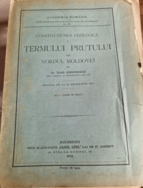 Ioan Simionescu - Constitutiunea Geologica a Termului Prutului din Nordul Moldovei