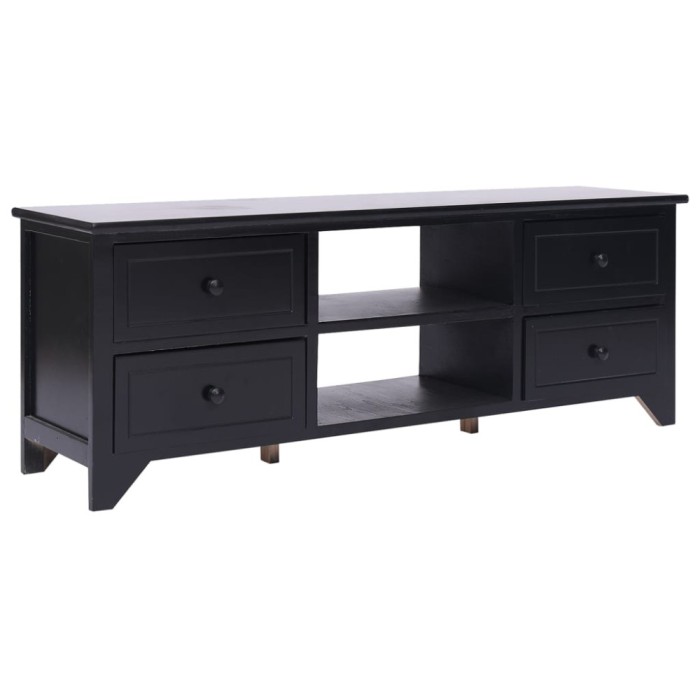 vidaXL Comodă TV, negru, 108x30x40 cm, lemn masiv de paulownia 338518