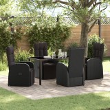 VidaXL Scaune reclinabile pentru grădină 5 pcs Negru 160 x 80 x 73 cm