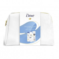 Set cadou Dove Original Care: Geanta pentru cosmetice, Lotiune de corp, 250 ml + Antiperspirant spray, 150 ml + gel de dus, 250 ml