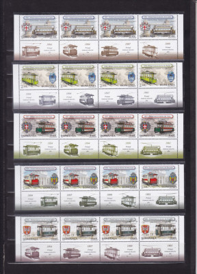 ROMANIA 2009 LP1842 TRAMVAIE ELECTRICE STRAIF 4 SERII CU 4 TABS-URI DIFERITE MNH foto