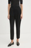 Sisley pantaloni femei, culoarea negru, fason tigareta, high waist, 4ZCWLF043