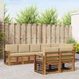 vidaXL Seturi de canapele 8 pcs Natural și Bej Lemn Solid de Acacia 3375023