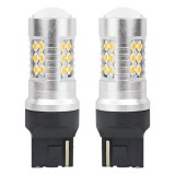 Set becuri auto cu LED CANBUS, 3030, 24SMD, compatibil T20, 7440, WY21W, Portocaliu, 12V / 24V, destinat competitiilor auto sau off-road, Amio