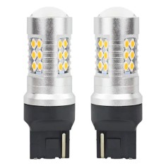 Set becuri auto cu LED CANBUS, 3030, 24SMD, compatibil T20, 7440, WY21W, Portocaliu, 12V / 24V, destinat competitiilor auto sau off-road foto