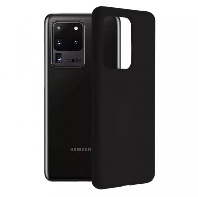 Husa Samsung Galaxy S20 Ultra Silicon Negru Slim Mat cu Microfibra SoftEdge foto