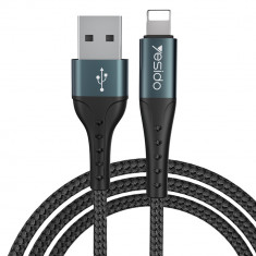 Cablu USB - Compatibil cu Mufa Lightning, 2.4A, 1.2m, Yesido CA-62 Negru foto