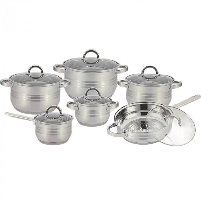 Set oale inox cu capac Kitchen Pro, 12 piese, 7 straturi