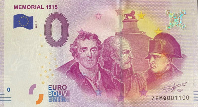 !!! 0 EURO SOUVENIR - BELGIA , MEMORIALUL 1815 - 2019.1 - UNC foto