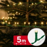 Instalație de Crăciun LED, Phenom, 100 LED-uri alb cald, 5m, 8 jocuri lumini, cablu verde, IP44