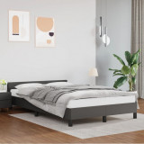 VidaXL Cadru de pat cu tăblie, gri, 120x200 cm, piele ecologică