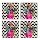 Set suporturi de pahare, Taylor, 366TYR1152, Piatra, 10 x 10 x 1 cm, 4 piese, Multicolor
