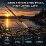 Lanseta Spinning Pescuit Model Xsensa 2.40m Constructie Segmentata cu Inele Fir