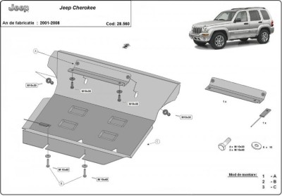 Scut motor metalic Jeep Cherokee 2001-2007 foto