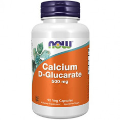 Now Foods Calciu D-Glucarat, 500 mg, doza mare, 90 capsule vegane, testat in laborator, fara gluten, fara soia, vegetarian, fara inginerie genetica