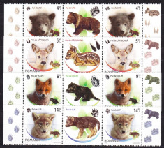 DB Romania 2012 Pui de animale salbatice serii straif cu vinieta MNH foto