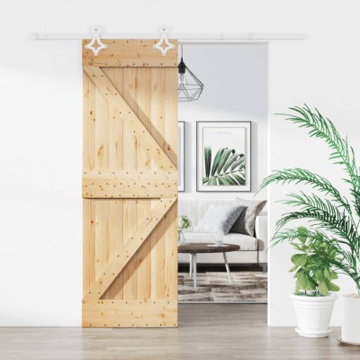 Ușă glisantă cu set de feronerie 70x210 cm, lemn masiv de pin foto