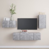 VidaXL Set de dulapuri TV, 4 piese, gri beton, lemn prelucrat