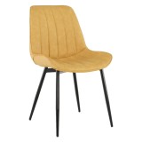 Cumpara ieftin Scaun piele ecologica galbena metal negru Hazal 49x57x85 cm