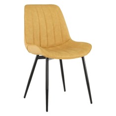 Scaun piele ecologica galbena metal negru Hazal 49x57x85 cm