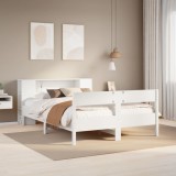 VidaXL Pat cu bibliotecă fără saltea, alb, 140x200 cm, lemn masiv pin