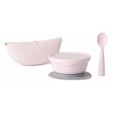 Cumpara ieftin Set diversificare hrana bebelusi Miniware First Bites Deluxe, 100% din materiale naturale biodegradabile, 4 piese, Cotton candy