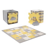 Covoraș Joacă Kinderkraft Luno Shapes Puzzle 3D Spumă 185x165cm Grosime 1.2cm 30 Piese Galben