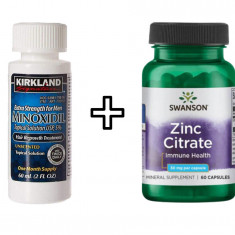Minoxidil Kirkland 5% + Zinc Citrate, 30 mg, Swanson, 60 capsule, Tratament pentru barba/scalp