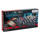Joc de Societate Magnetic 3 in 1: Șah, Dame și Table, 64 Piese, 24.5x24.5 cm, CMCLASS