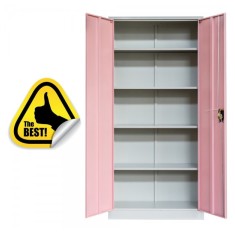 FISET DULAP METALIC ASAMBLAT 4 RAFTURI 800x350x1800 mm, 50 kg/polita, usi color roz, PLUS