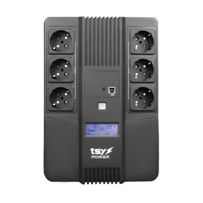 UPS TSY Power, 600VA/360W, LCD, line interactive, 6 x Schuko TSY-D-0K6-LCD foto