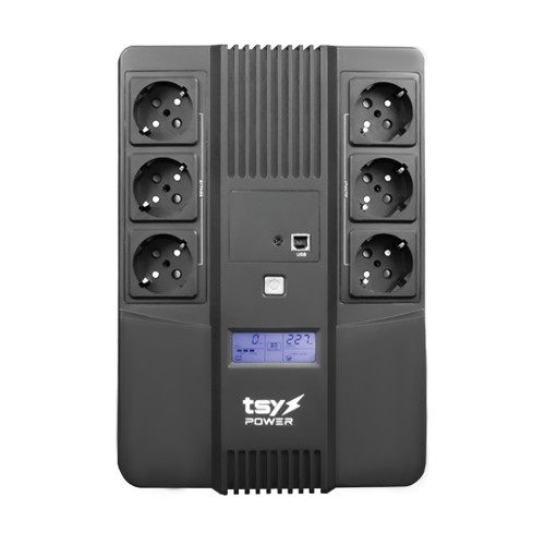 UPS TSY Power, 600VA/360W, LCD, line interactive, 6 x Schuko TSY-D-0K6-LCD