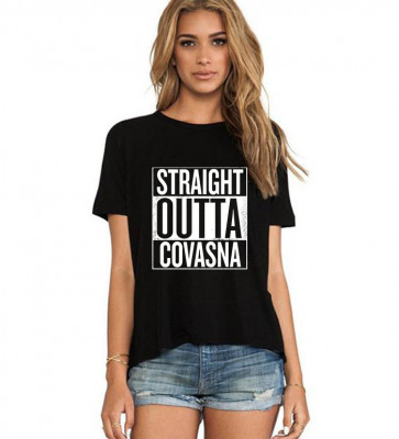 Tricou dama negru - Straight Outta Covasna - S foto