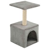 Cumpara ieftin Ansamblu pentru pisici, stalp cu funie de sisal, gri, 55 cm