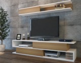 Cumpara ieftin Ansamblu Comoda TV Sims Alb-Teak