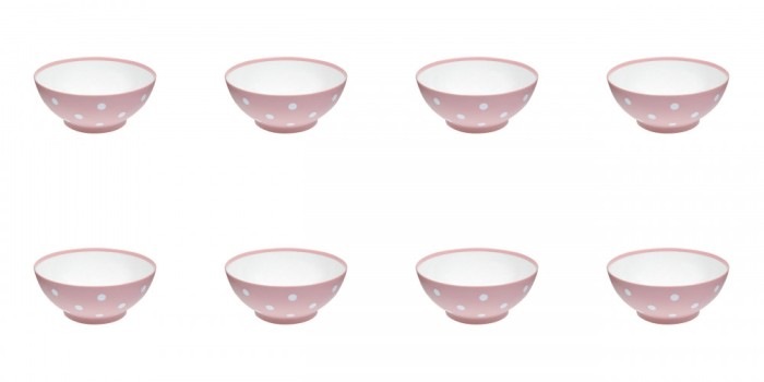 Set boluri, 8 piese, 350 ml, Plastic, Roz