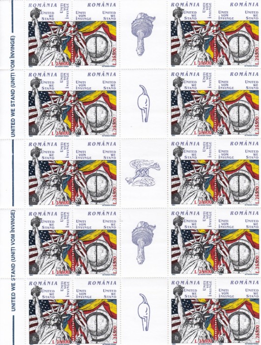 2002 LP 1581 b UNITI VOM INVINGE BLOC DE 20 MARCI + 5 VINIETE DIFERITE MNH