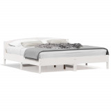 VidaXL Cadru pat cu tăblie 200x200 cm, alb, lemn masiv de pin