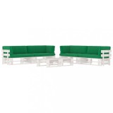 vidaXL Set mobilier din paleți cu perne, 6 piese, alb, lemn pin tratat 3067002