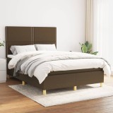 VidaXL Pat box spring cu saltea, maro &icirc;nchis, 140x200 cm, textil