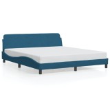 Cadru Pat Gossi Albastru 180x200 cm Catifea cu Tablie Design Modern Elegant. Pat tapitat dormitor