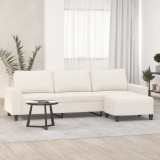 vidaXL Canapea cu 3 locuri și taburet, bej, 210 cm, microfibră
