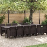 VidaXL Set de dining pentru grădină 13 pcs Maro 12 locuri Plastic