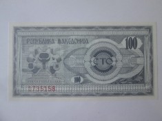 Macedonia 100 Denari 1992 UNC foto