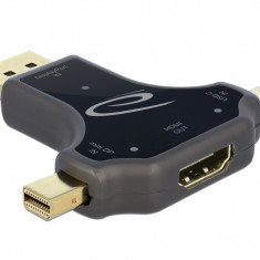 Adaptor 3 in 1 USB-C/ DisplayPort / mini DisplayPort la HDMI 4K@60Hz T-M Negru, Delock 64060