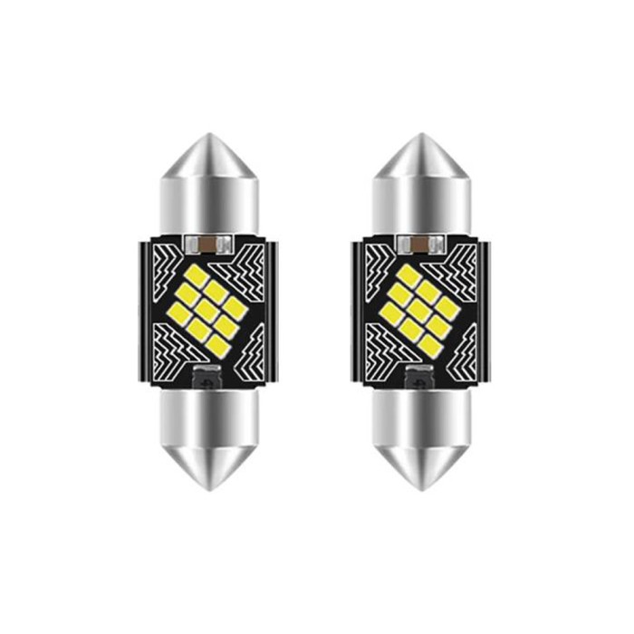 Set 2 LED C5W Festoon 9 SMD technology 6000K 31 mm alb pur